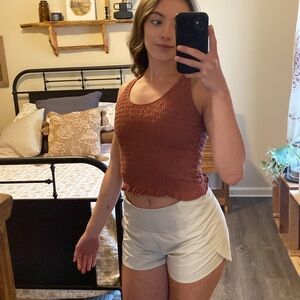 American Eagle Ruffled Textured Burnt Orange Tank Top — Women’s M